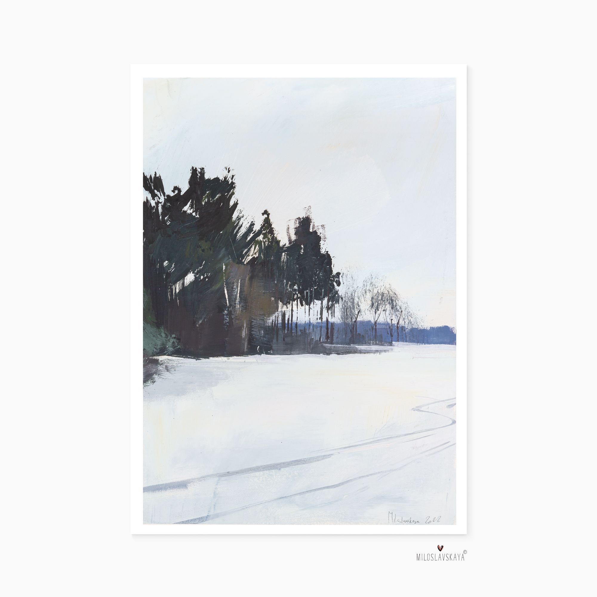 Зимние прогулки вдохновляют гуашь картина художник Милославская Miloslavskaya