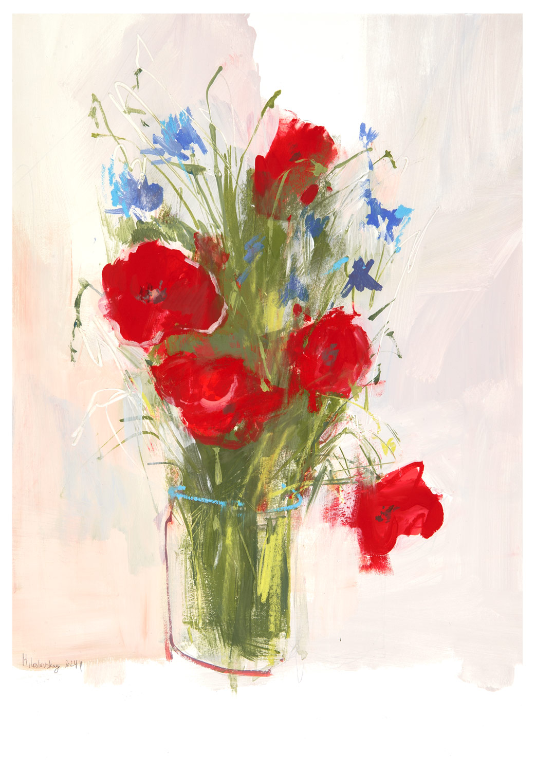 экспрессивная живопись цветов гуашью пример работы из курса Цвет жизни Кристины Милославской