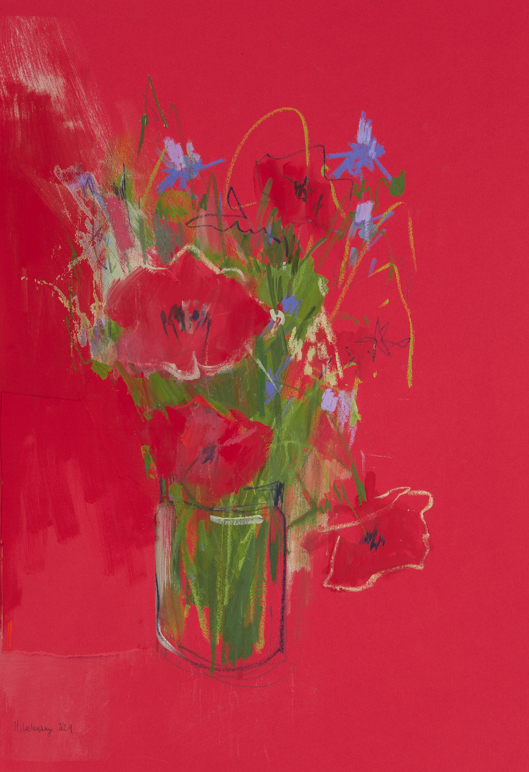 картина яркий цветочный букет экспрессивная живопись гуашью Кристина Милославская