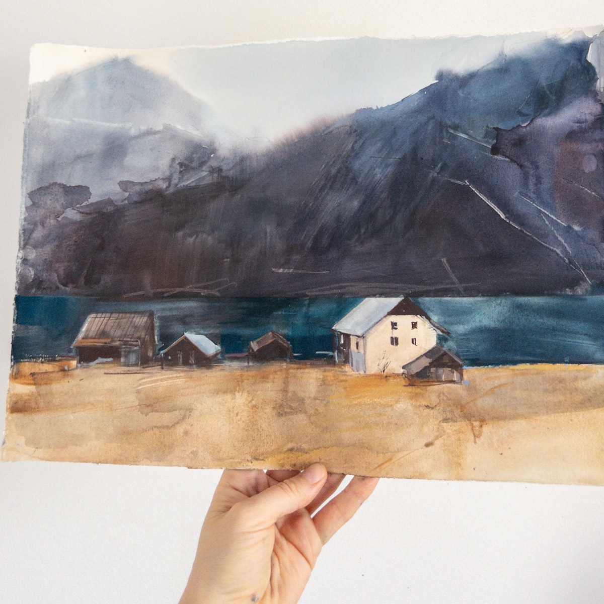 Весенний пейзаж акварелью.