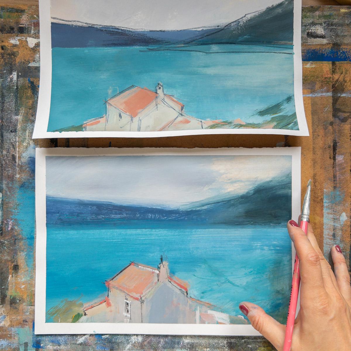 Упрощение и стилизация темперой.